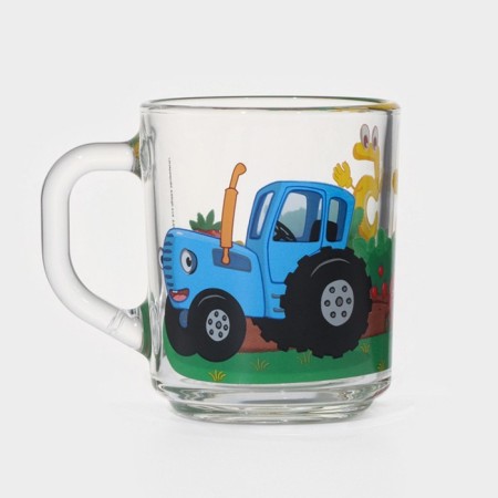 Mug "Blue Tractor. Numbers ", 250 ml, d = 7.2 cm, h = 9 cm, glass