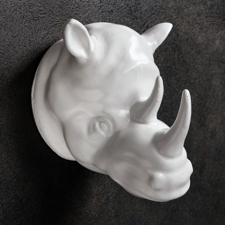 Suspended decor "rhino" 14x13cm, white