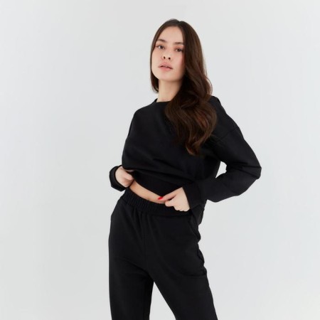 Women's costume (sweatshirt, trousers) minku: Casual Collection Black color, size 42-4