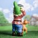 Garden figure "Dwarf with a deer" 19x26x50 cm mix