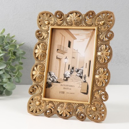 Photo frame Polystone 10x15 cm "Flower-leader" gold 16.8x1.8x21.5 cm-1