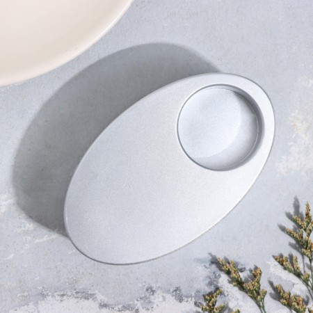 Cloth "narrow oval. Marble" from gypsum, 11.5x7x4cm, silver-2