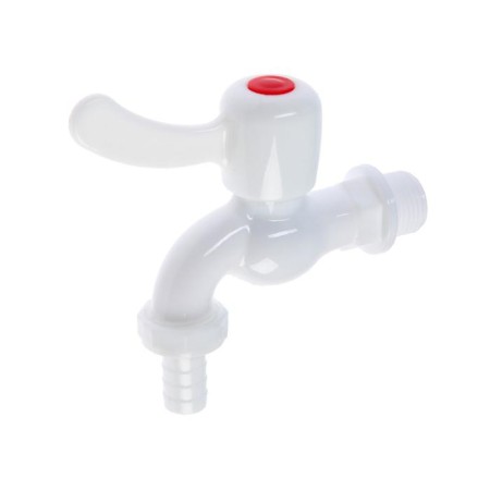 Water tap with Zein Z2188 fitting, with a flat handle, pp, with a ball mechanism, white 55412-1