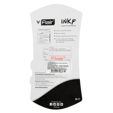 Fright pen Flair Inky + 2 pieces of spare cartridges, mix, in a blister-6