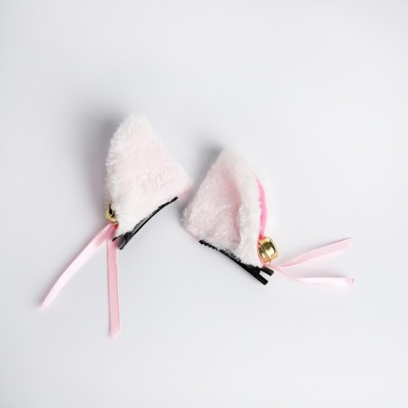 School textile backpack with ears on the hairpins "Anime", 27x23 cm, pink color-9