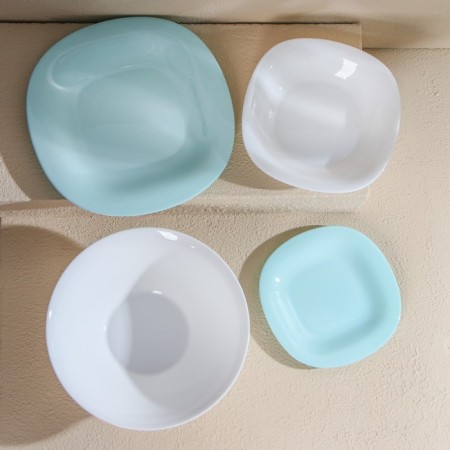 Dining Luminarc Carine Light, glass ceramic, 19 objects, white and turquoise color-2