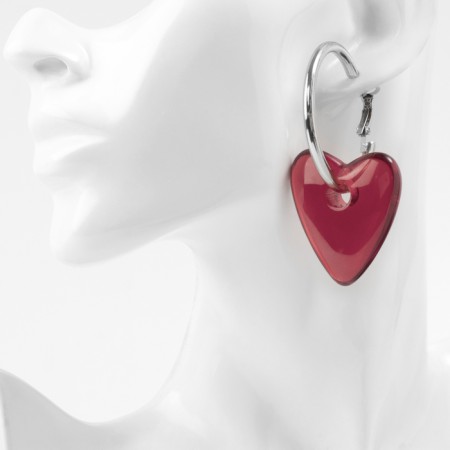 Серьги-кольца «Сердца» розовый в серебре-3