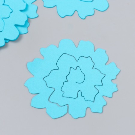 The workpiece of Foamiran "Flower Curly" 10x9.5 cm set 5 pcs. Ribbed pale blue-2
