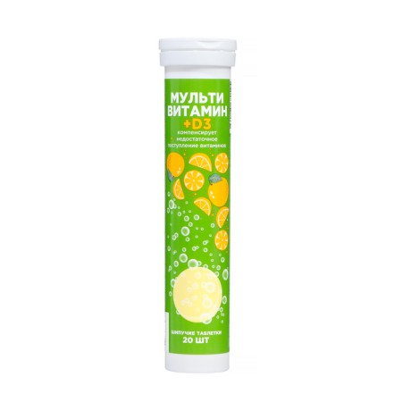 Multivitamin + D3 Mirrolla, 20 sparkling tablets