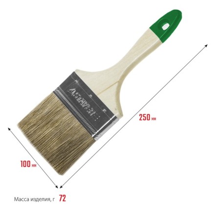 Brush flat Stayer Lasur 01031-100, mixed bristles, wooden handle, 100 mm, 4 "-2