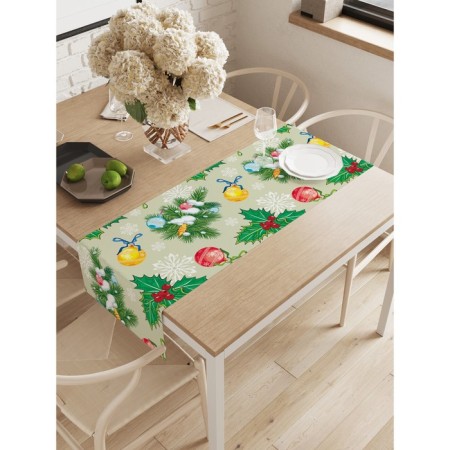 The track on the table "Christmas balls and Christmas star", Oxford, size 40x145 cm