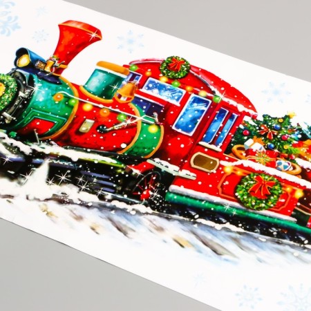 Room Decor decorative sticker "Christmas train" (static) 21x53 cm-1