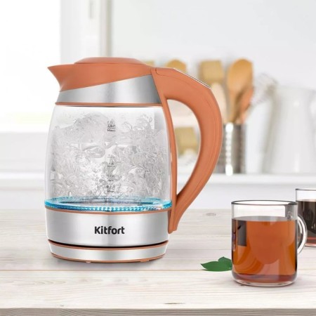 Electric ketter KitFort KT-6661, glass, 1.8 l, 2200 watts, brown-3