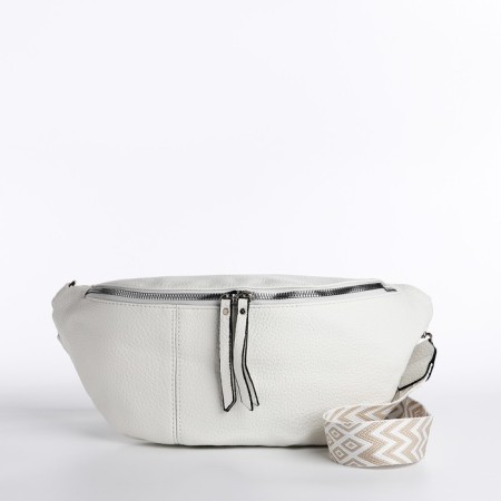 Bag Cross-Bodi with a zipper, white color