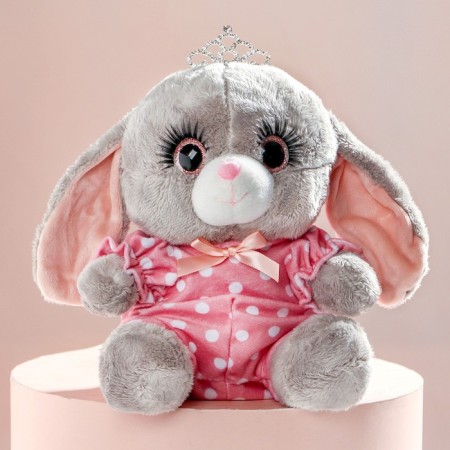 Soft toy "Bunny La Pu in the Cambinison with Crown", the color is gray, 20cm-2
