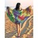 Pareo and beach rug "Tropical parrot Ara", d = 150 cm