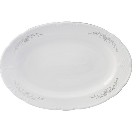 Oval Constance dish, decor "Gray ornament, platinum layout", 39 cm