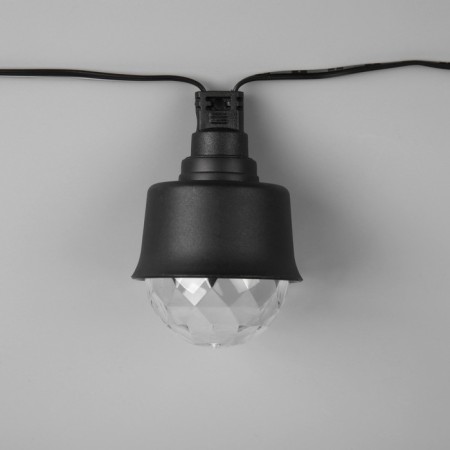Garland “thread” 5.4 m with nozzles “disco-shara”, IP65, dark thread, 10 LED, glow red/warm white, 220 V-5