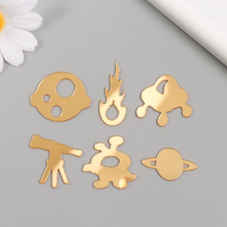 Decor for creativity plastic mirror "Cosmos" set 6 pcs