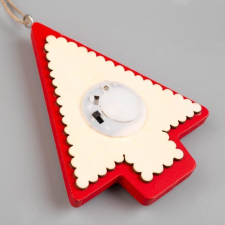 Christmas tree toy "Christmas tree with Santa Claus and Machine", from batteries, glow of warm white-2