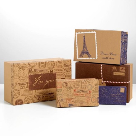 A set of craft boxes 10 in 1, gift packaging, “mail”, 12 x 7 x 4 - 32.5 x 20 x 12.5 cm-2