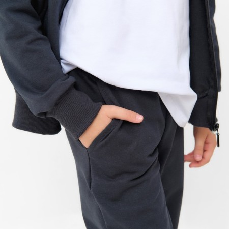 Children's costume (sweatshirt, trousers) minku color graphite, height 128 cm-15
