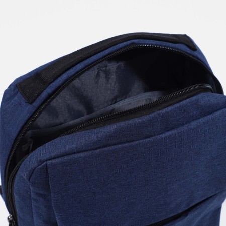 Male sling bag from textiles, with USB, blue color-5