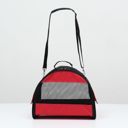 Bag - animal transportation, semicircular with pvc pockets, 37 x 18 x 25 cm, red-1