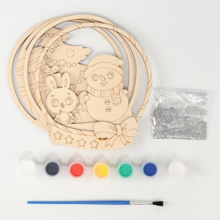Wood painting for the New Year "Fun Winter", New Year's set for creativity-2