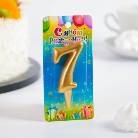 Candle for the cake digit "Golden", 5.5 cm, number "7"-1