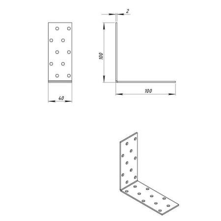 Corner Fitty tundra, 100x100x40x2 mm, galvanized, in the package of 1 pc.-2