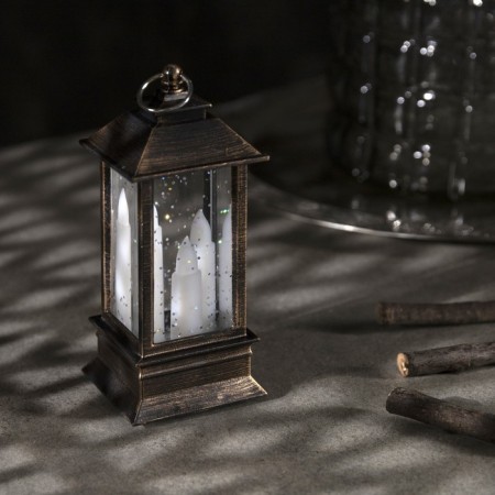 LED figure "Lantern with candles" 5 × 12 × 5 cm, plastic, batteries AG13x3, glow warm white-1