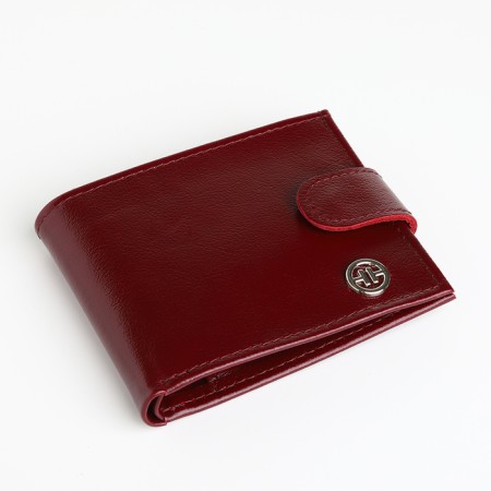 Men's purse on the button, Textura, a map for cards, coins, burgundy color-3