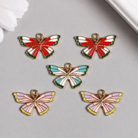 Decor for creativity metal, enamel "Multi -colored butterfly" mix 1.5x2.5 cm