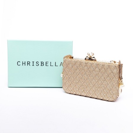 Clutch female, eco -leather, chrisbella gold, 19x5x12 cm-1