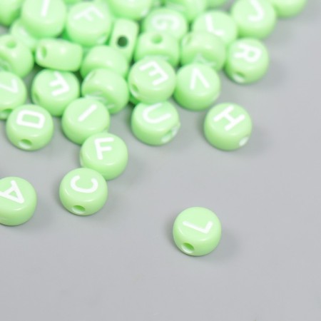 Beads for creativity plastic "English letters" Green set 20 g 0.4x0.7x0.7 cm-2