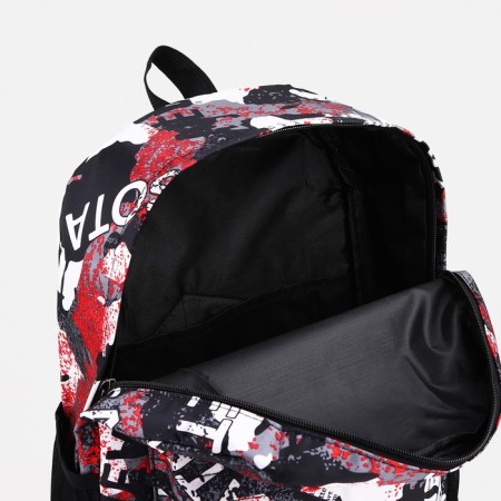 Youth backpack from textiles, 3 pockets, gray/red color-3
