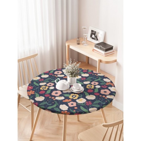 Tables on the table “Flower Field”, round, oxford, elastic band, size 120x120 cm, diameter 75-100 cm-2