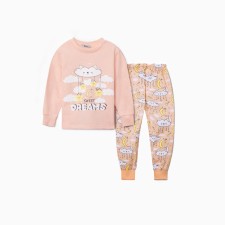 Pajamas for girls (T -shirt and trousers), peach color, height 116 cm
