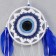 Dreams with the music of the wind "From the evil eye" 4 tubes blue feathers 61x16 cm