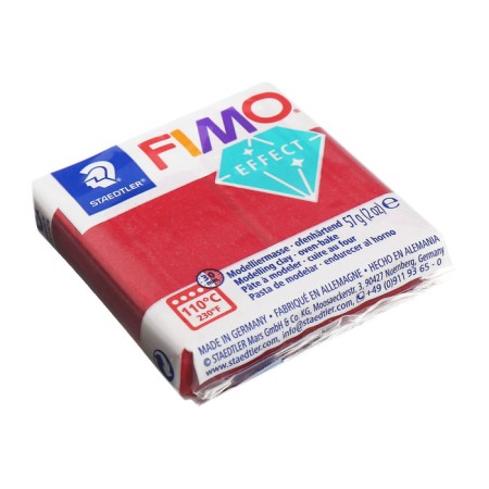 Plastic-polymer clay baked 57g Fimo Effect red with spaces 8010-202