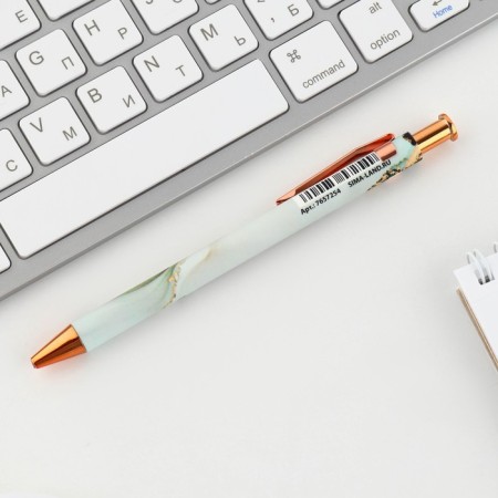 Automatic plastic pen “Golden teacher”, ball 7.0 mm, blue paste.-3