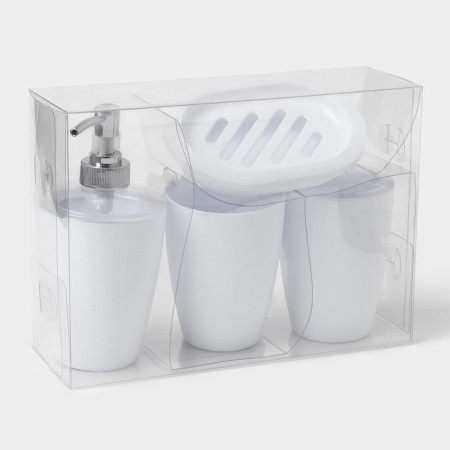 Set for the bathroom “Standard”, 4 subjects: soap dispenser, soap dish, 2 cups, 24 × 8 × 17 cm, white color-10
