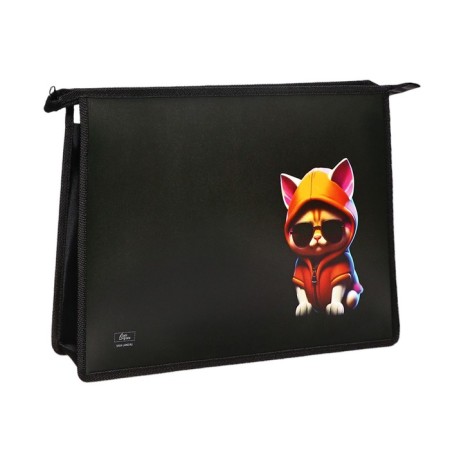 A4, 325 x 230 x 55 mm notebook folder, lightning from above, plastic, PM-A4-29 calligrata "Cool cat"-1