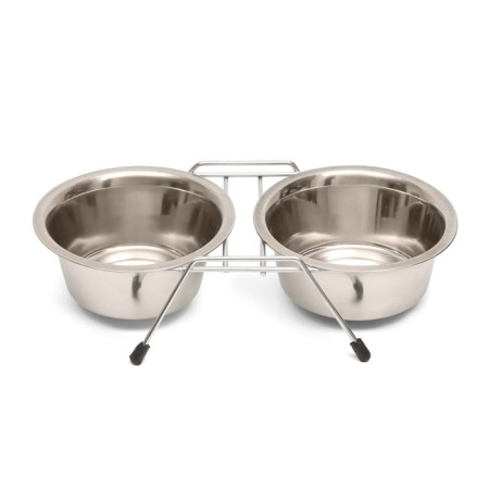 A set of 2 bowls on a stand, 2 x 450 ml-2