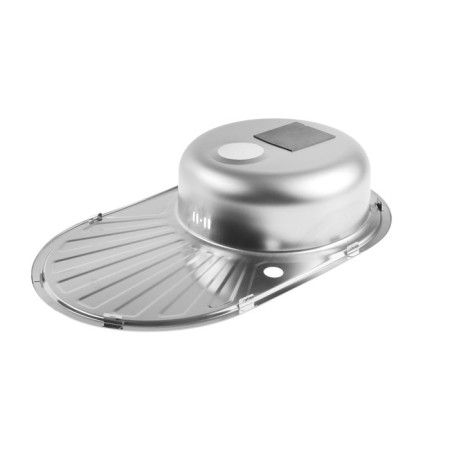 Kitchen sink "Vladiks", cut, with a siphon, 77x48 cm, right, stainless steel 0.6 mm-2