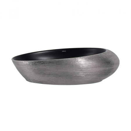 ABBER Bequem AC2107BS sink, invoice, 490x310x140 mm, black/silver color