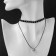 Choker "two threads" square crystal, white color in black, 40cm