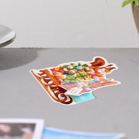 Mini-postcard "Happy New Year!" glitter, proteins, 20.5x13.5 cm-2