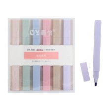 A set of markers-textbooks, 6 pastel colors, square body